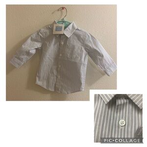 Janie and Jack Striped Button Up Easter Shirt-3-6 Months-Long Sleeved-Pocket
